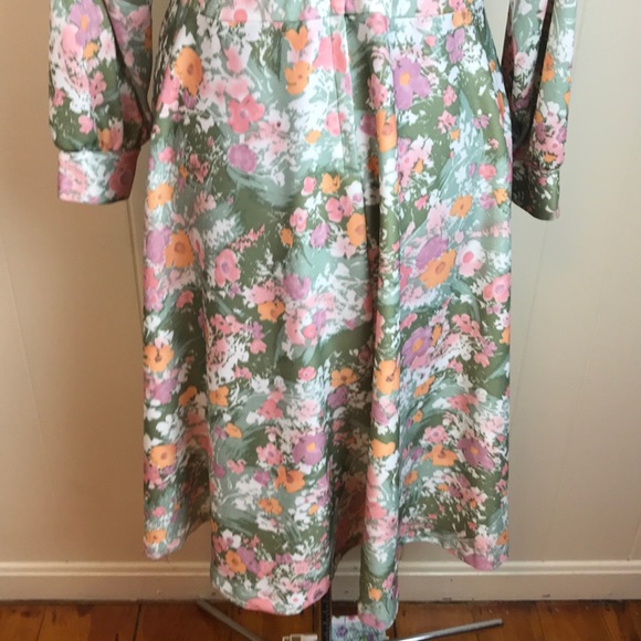 Vintage 70s/80s Sears Multicolor V Neck Day Dress - Picture 7 of 8